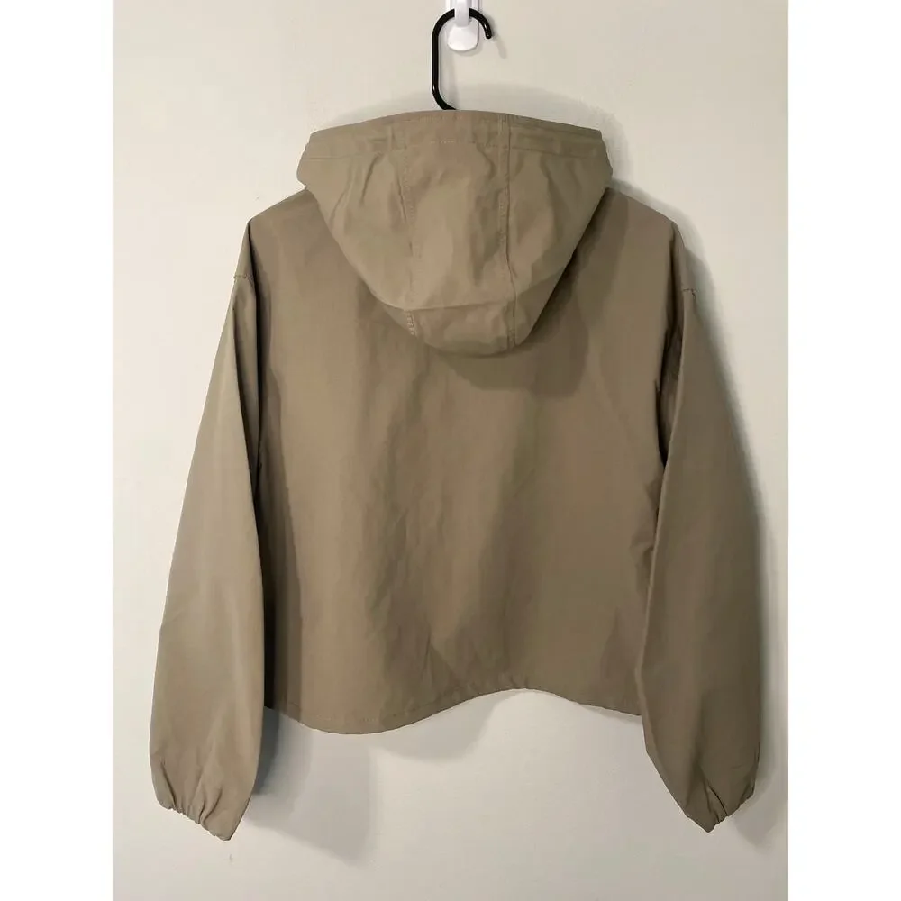 New Uniqlo Women's Cotton Blend Short Parka Puffer Jacket, Khaki Size Small - Picture 3 of 3